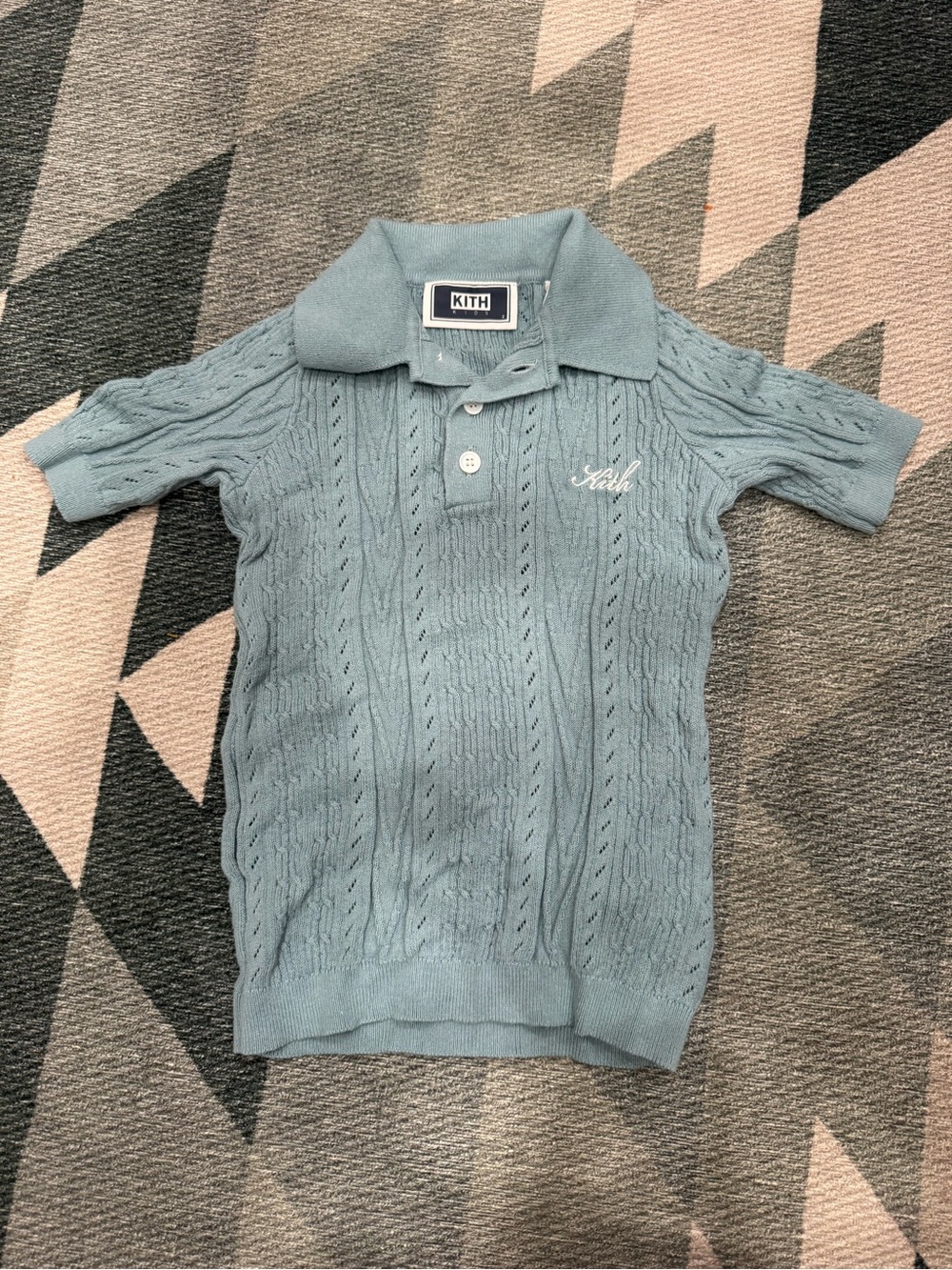 Kith Kids Sky Blue Cable Knit Polo Shirt